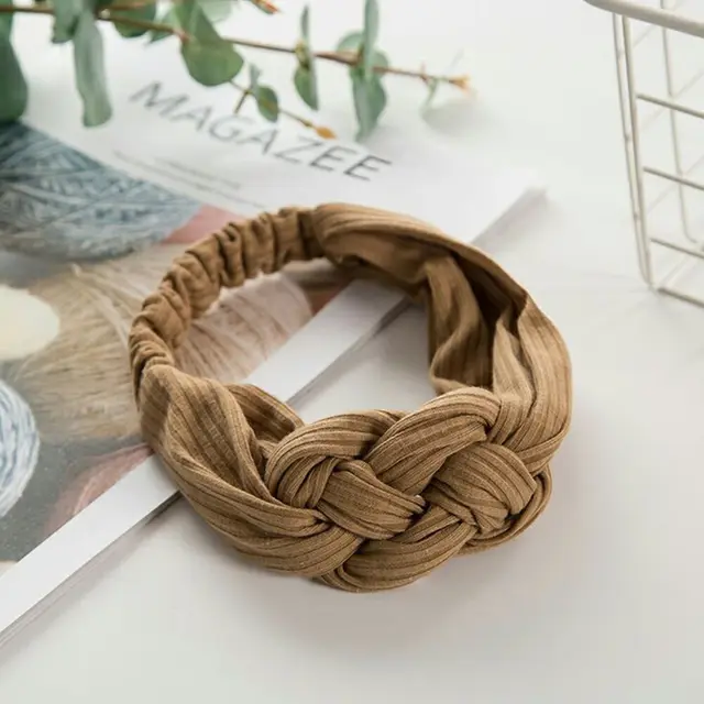Cross headband knitted headband Khaki - Shop at LoveMi