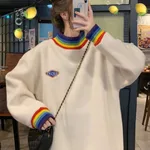 High Collar Coat Plush Thickened Student Sweater - White
