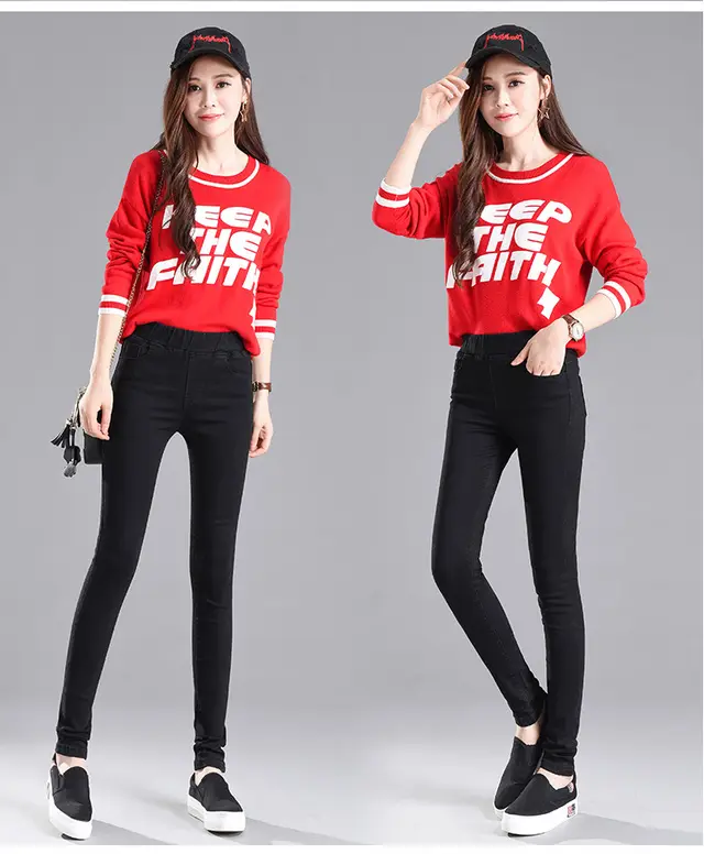 Plus size elasticized waist jeans Black - Shop at LoveMi