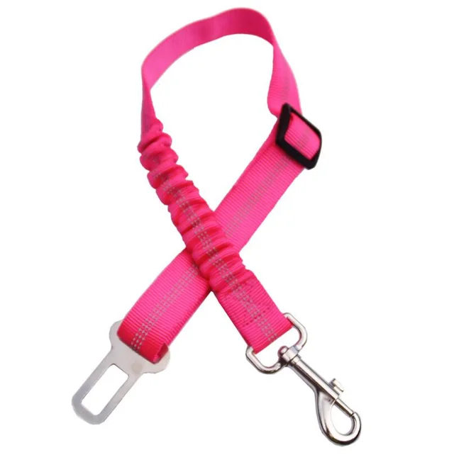Adjustable Dog Seat Belt Dog Car Seatbelt Harness Leads Elastic Reflective Safety Rope Pink - Shop at LoveMi