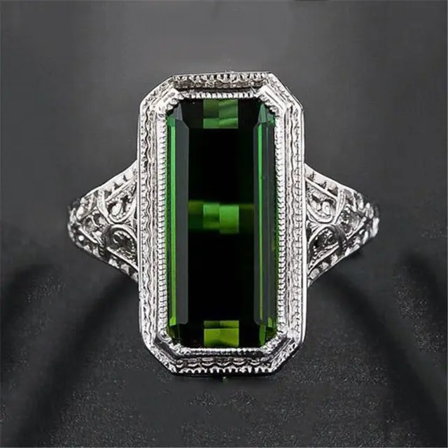 Europe and the United States party ring female natural emerald wedding ring birthday gift engagement Default - Shop at LoveMi
