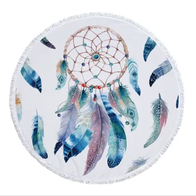 Dream net microfiber round beach towel Yoga pad with tassel D Style 150X150Cm - Shop at LoveMi