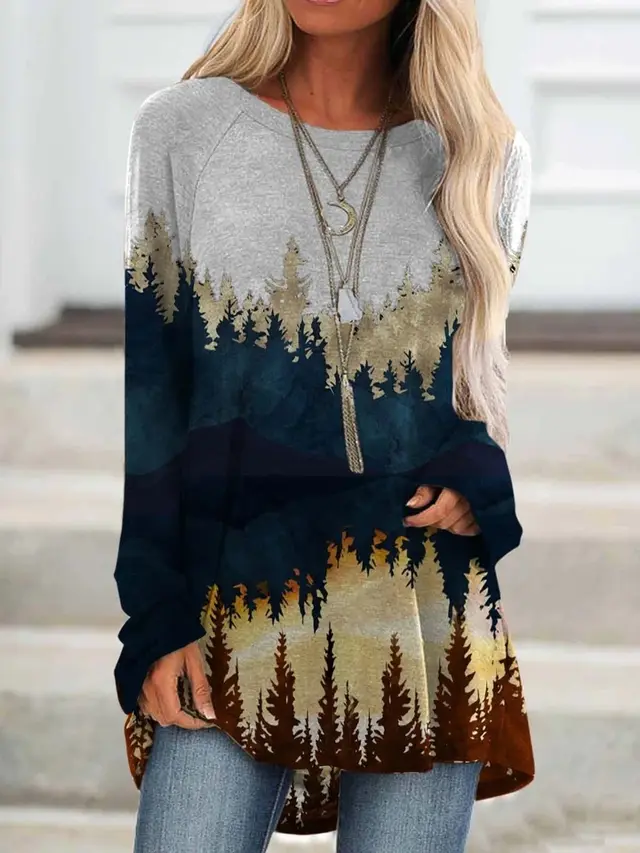 landscape Print long sleeves for women 010 - Shop at LoveMi