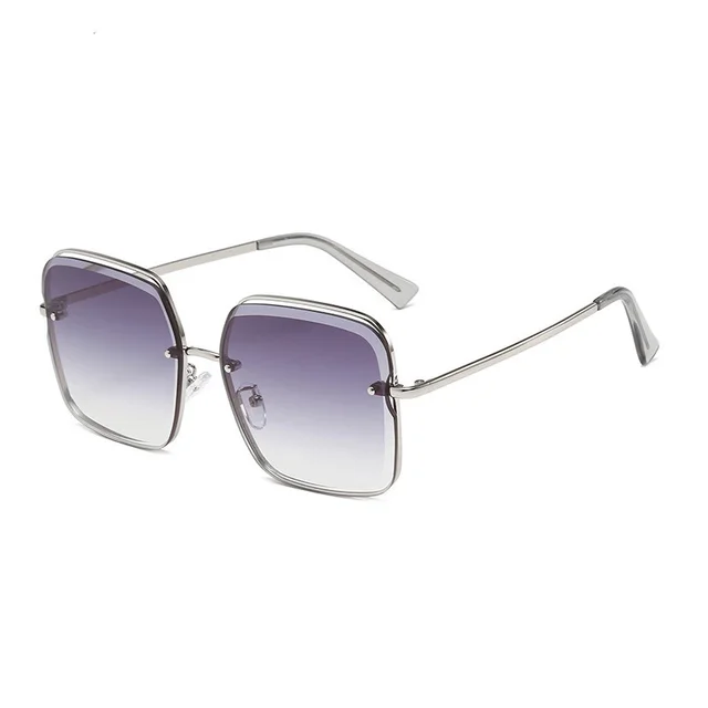 Rimless cut square sunglasses for women Silver Grey - Shop at LoveMi