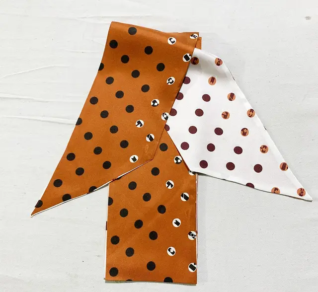 Polka dot double stitching small long scarf Dark Orange - Shop at LoveMi