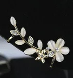 Opal Leaf EarNail Earring Petal Set Diamond Korean Version Ear Bone Ear Clip - Left