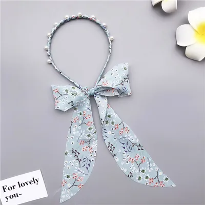 Pearl Cloth Ribbon Bow Ribbon Blue - Shop at LoveMi