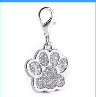 Zinc alloy custom glitter foot paw dog tag Silver - Shop at LoveMi