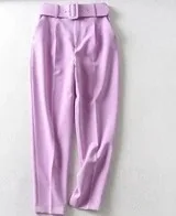 Women's solid color high waist trousers Lilac - Shop at LoveMi