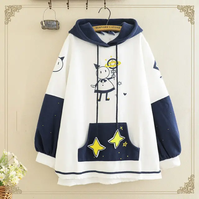 Korean style plus velvet thick girly loose top White - Shop at LoveMi