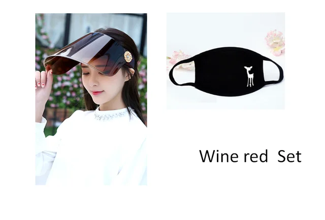 Riding sunshade UV protection cap Wine Red Set - Shop at LoveMi