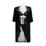 Three-point lace robe - Black