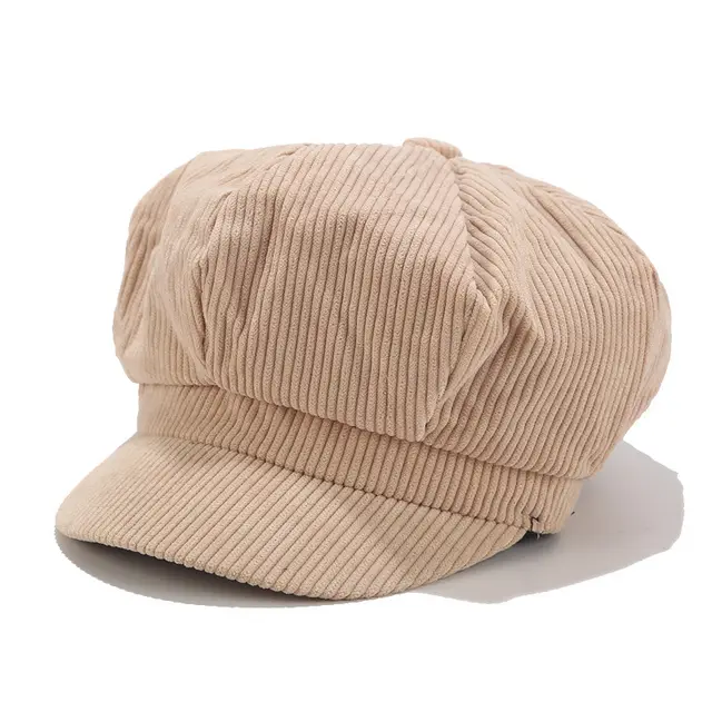 Pure Color Corduroy Hat Women's Trendy Wild Literary Cap Khaki - Shop at LoveMi