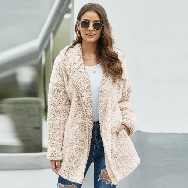European and American solid color double sided velvet coat Brown - Shop at LoveMi