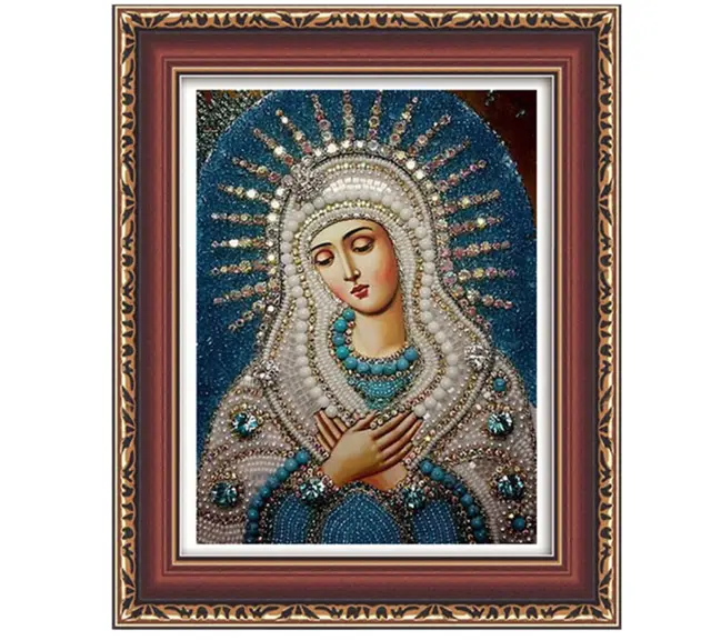 5D Diamond Painting Russian Religious Virgin Mary Christianity Crystal Round Diamond - Shop at LoveMi