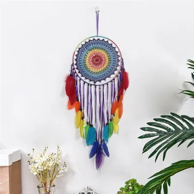 Pompons en plumes arc en ciel 35cm | Décor mural de mariage pour enfants, fait à la main, attrape rêves indien, grande taille Color - Shop at LoveMi