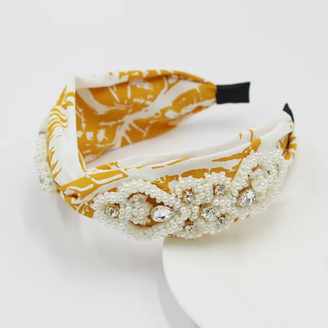 Korean Style Colored Fabric Cross knotted Headband Yellow - Shop at LoveMi