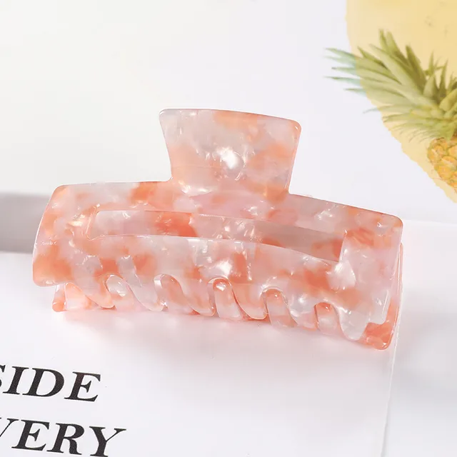 Temperament Ponytail Simple Geometric Clamp Orange Pink 8.3Cm - Shop at LoveMi
