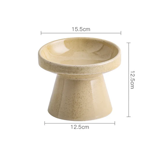 Cervical Protection Ceramic Cat Bowl Beige - Shop at LoveMi