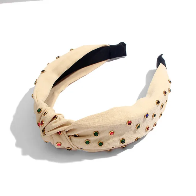 Hot Rhinestone Color Flashing Rhinestone Knotted Headband White - Shop at LoveMi