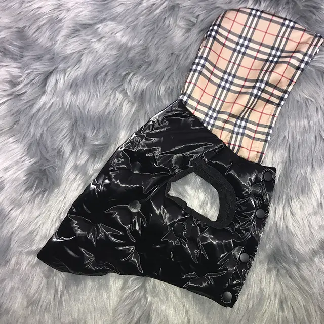 Fat dog bright winter cotton coat Black Grid - Shop at LoveMi