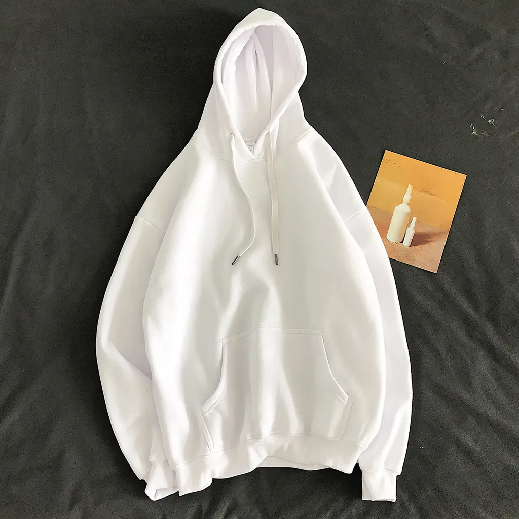 Couple's solid color sweater men's autumn tide brand flow - White