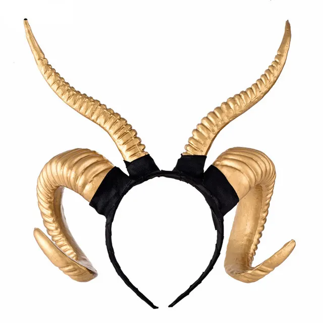 Simulation sheep horn horn headdress Golden - Shop at LoveMi