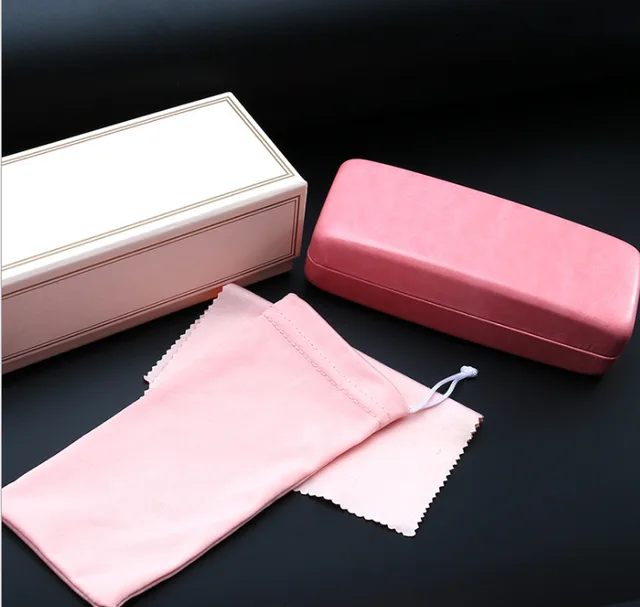 New retro quality sunglasses box leather sunglasses box glasses case glasses cloth glasses bag men and women Pink 5Style - Shop at LoveMi