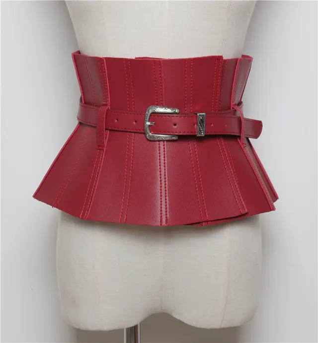 PU leather waist seal with dress shirt belt Red - Shop at LoveMi