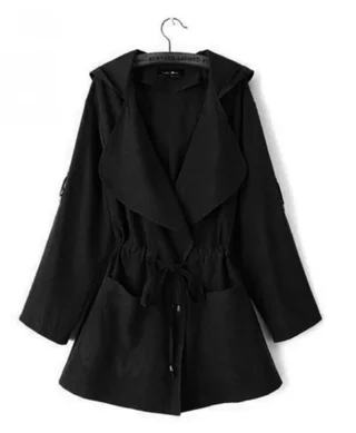 Hooded trench coat - Black