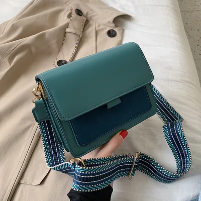 Scrub Broadband Shoulder Bag Crossbody Small Square Bag Blue - Shop at LoveMi