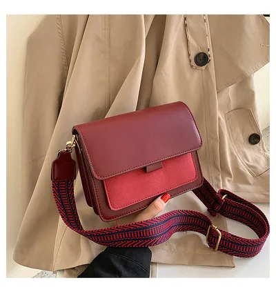 Scrub Broadband Shoulder Bag Crossbody Small Square Bag Red - Shop at LoveMi