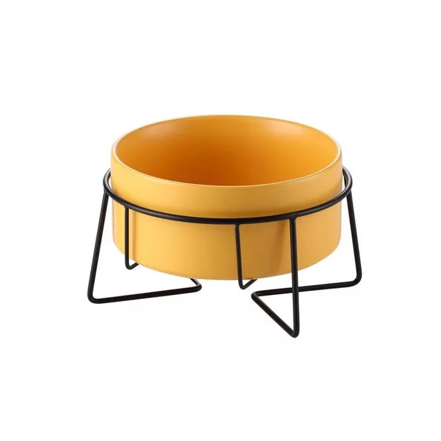 Metal frame ceramic pet bowl - Orange With Frame