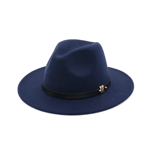 Women's flat brim woolen hat Dark Blue - Shop at LoveMi