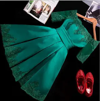 Lace Off Shoulder Wedding Dress - Green