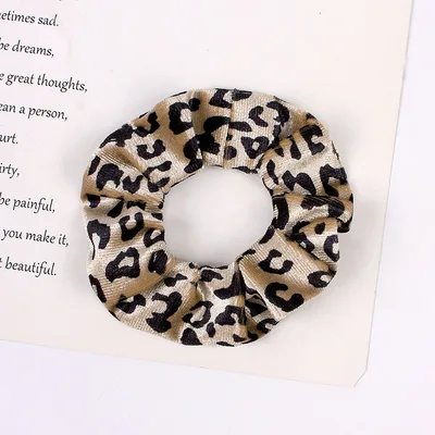 Leopard Flannel Large Intestine Hair Tie Beige - Shop at LoveMi