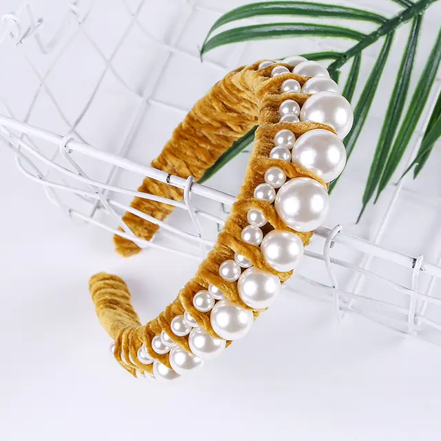 Gold velvet fabric headband Ginger - Shop at LoveMi
