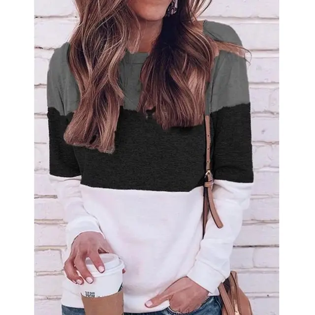 Casual new color clock ladies plus size long sleeve shirt Grey - Shop at LoveMi