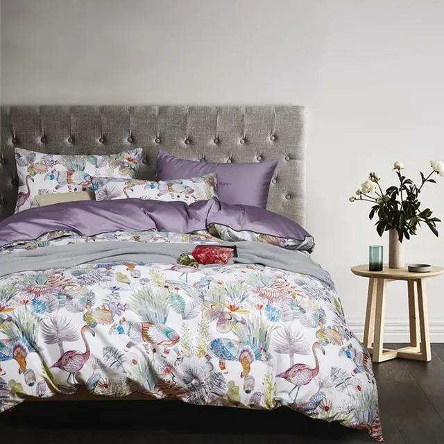 American style simple cotton four piece set Purple - Shop at LoveMi