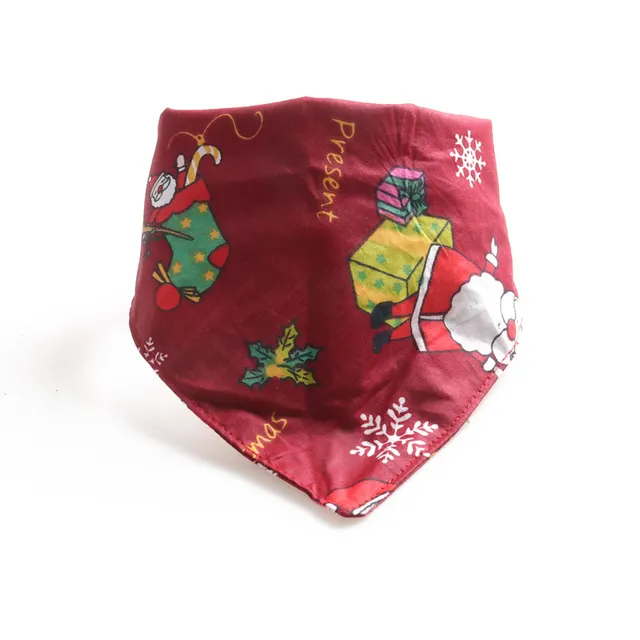 Pet Bandage Triangle Scarf Saliva Towel Pet Collar Red Santa Claus - Shop at LoveMi