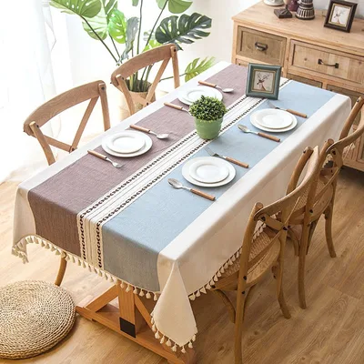 Nordic imitation cotton and linen tassel tablecloth Violet - Shop at LoveMi