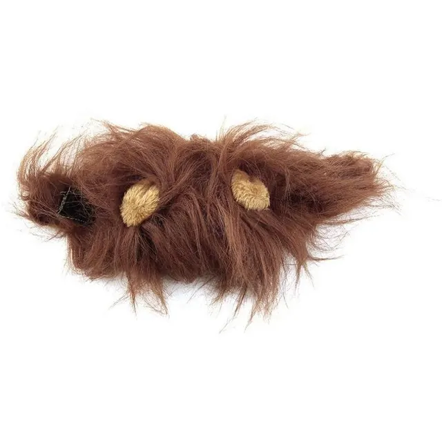 Funny Pet Hat For Small Dogs Cats Hat Emulation Lion Hair Mane Ears Head Cap Scarf Pet Halloween Festival Costume Dark Brown - Shop at LoveMi