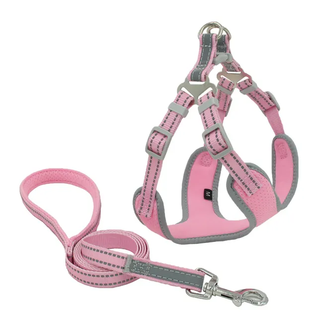 Reflective and breathable mesh dog harness Pink - Shop at LoveMi