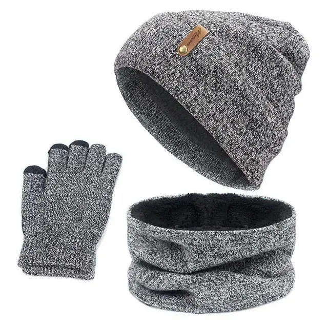 Hat scarf touch screen gloves set Light Grey - Shop at LoveMi