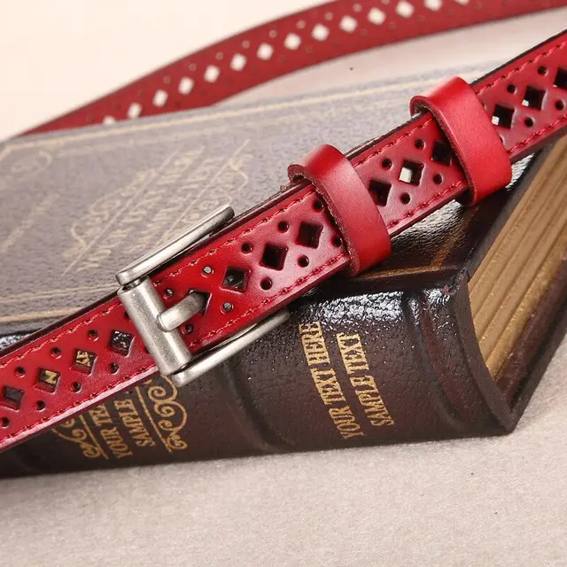 COWATHER good woman cow leather belt buckle belt Red - Shop at LoveMi