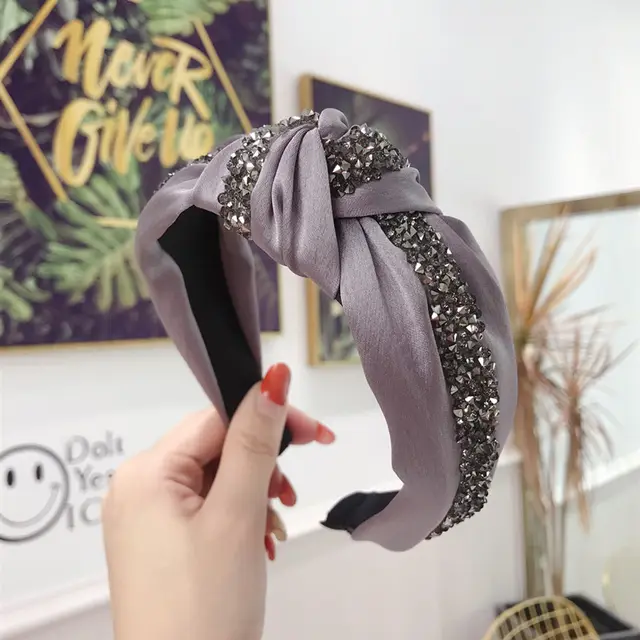 Simple solid color diamond headdress Grey - Shop at LoveMi