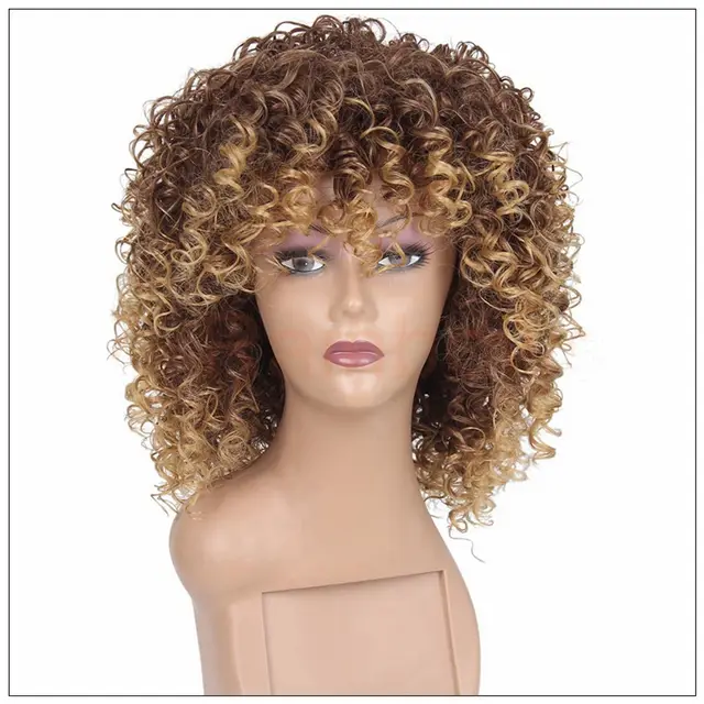 Black fluffy small curly wig Brown - Shop at LoveMi