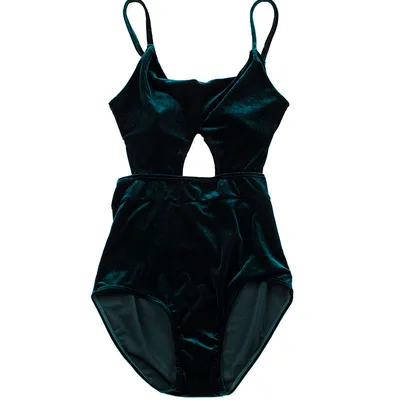 Velvet Green Retro Cover Belly High Waist Conservative One Piece Swimsuit Women Green - Shop at LoveMi