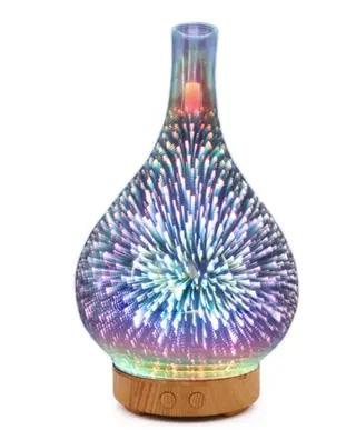 3D Glass Aroma Diffuser Colorful Lamp Humidifier Night Light - A Uk