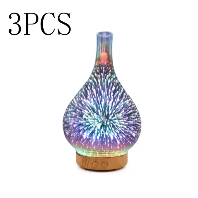 3D Glass Aroma Diffuser Colorful Lamp Humidifier Night Light A Us 3Pcs - Shop at LoveMi